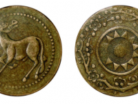 四川马兰大型铜币背梅花党徽